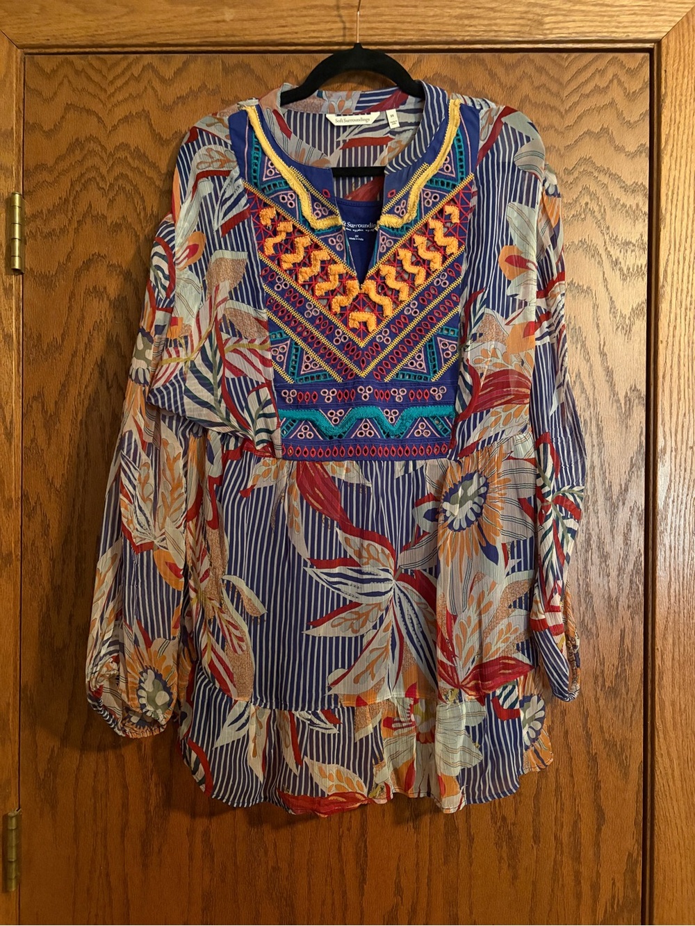 Soft Surroundings Bohemian Floral Embroidered Blouse with tank 3X - Picture 2 of 6